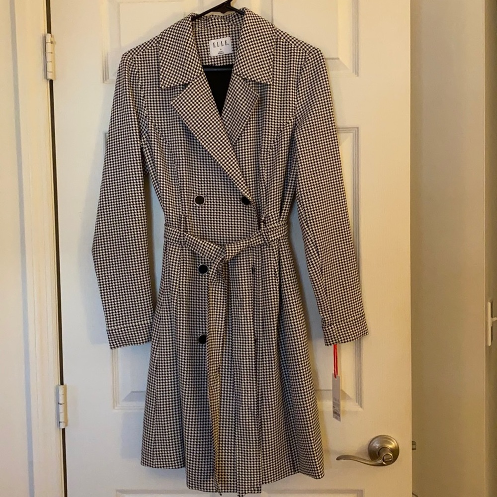 Houndstooth pointed lapel trench coat (new!)